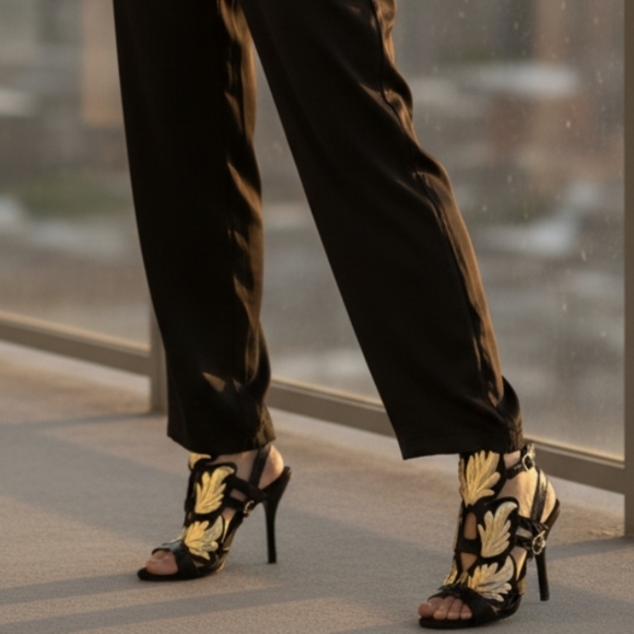 Bohemian vintage high heels sandals costume rare find. - Picture 1 of 11